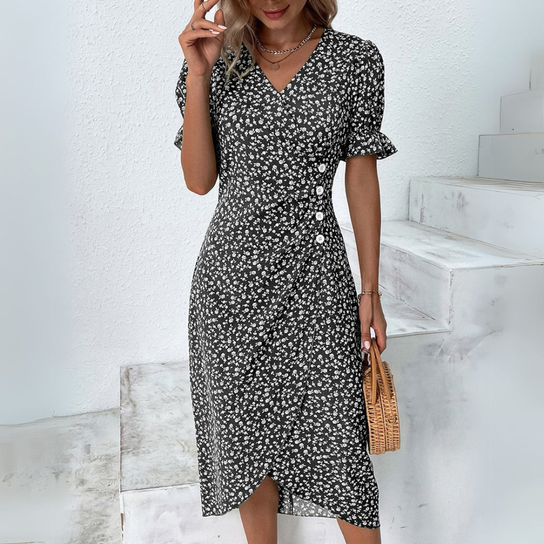 Elena | Elegantiška midi suknelė su gėlėmis
